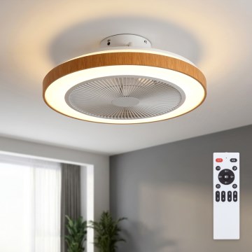 Brilagi - LED Stmívatelný stropní ventilátor LED/38W/230V 50 cm bílá/hnědá + dálkové ovládání