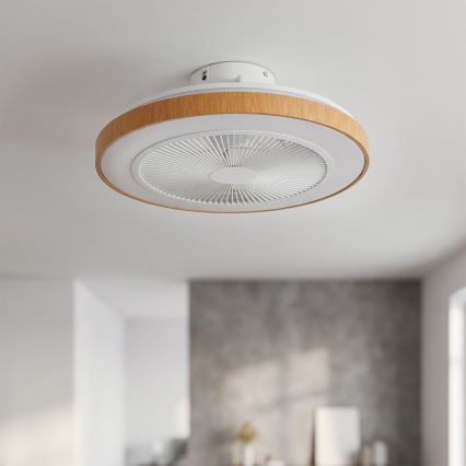 Brilagi - LED Stmívatelný stropní ventilátor LED/38W/230V 50 cm bílá/hnědá + dálkové ovládání