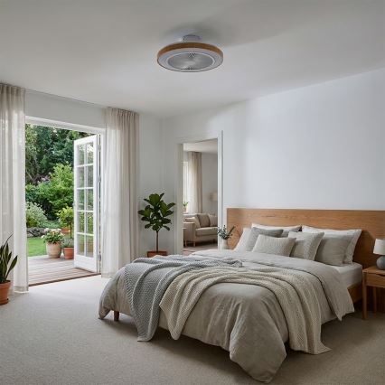 Brilagi - LED Stmívatelný stropní ventilátor LED/38W/230V 50 cm bílá/hnědá + dálkové ovládání