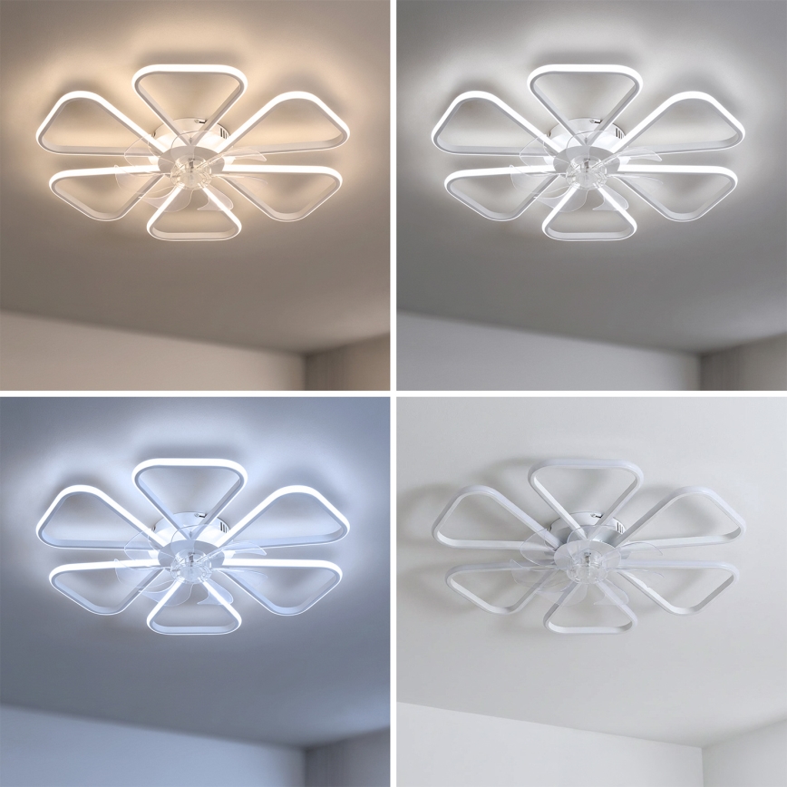 Brilagi - LED Stmívatelný stropní ventilátor LED/38W/230V 3000-6500K pr. 76 cm bílá + dálkové ovládání