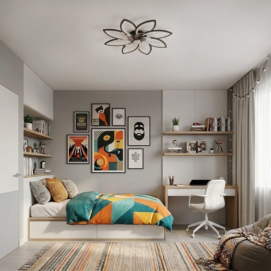 Brilagi - LED Stmívatelný stropní ventilátor LED/43W/230V pr. 90 cm černá + dálkové ovládání