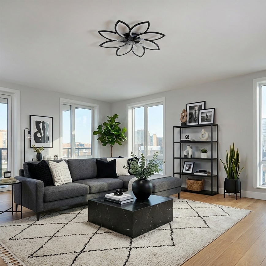 Brilagi - LED Stmívatelný stropní ventilátor LED/43W/230V pr. 90 cm černá + dálkové ovládání