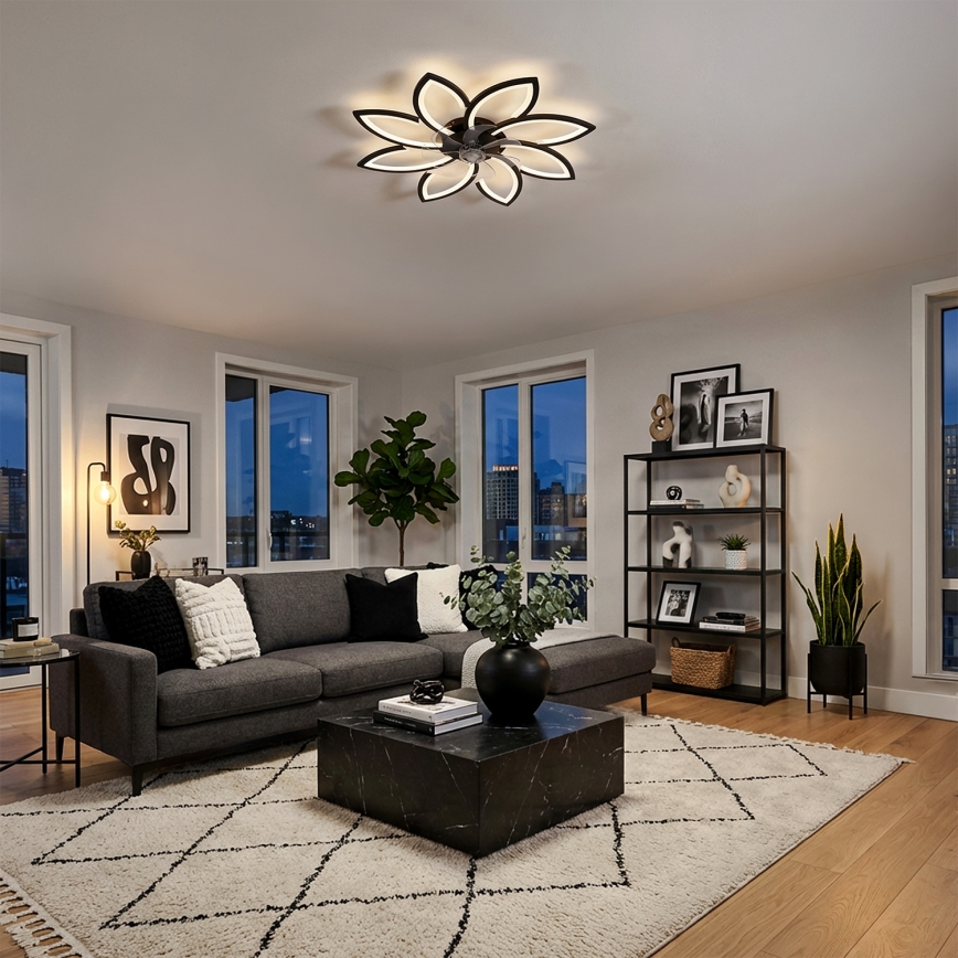 Brilagi - LED Stmívatelný stropní ventilátor LED/43W/230V pr. 90 cm černá + dálkové ovládání