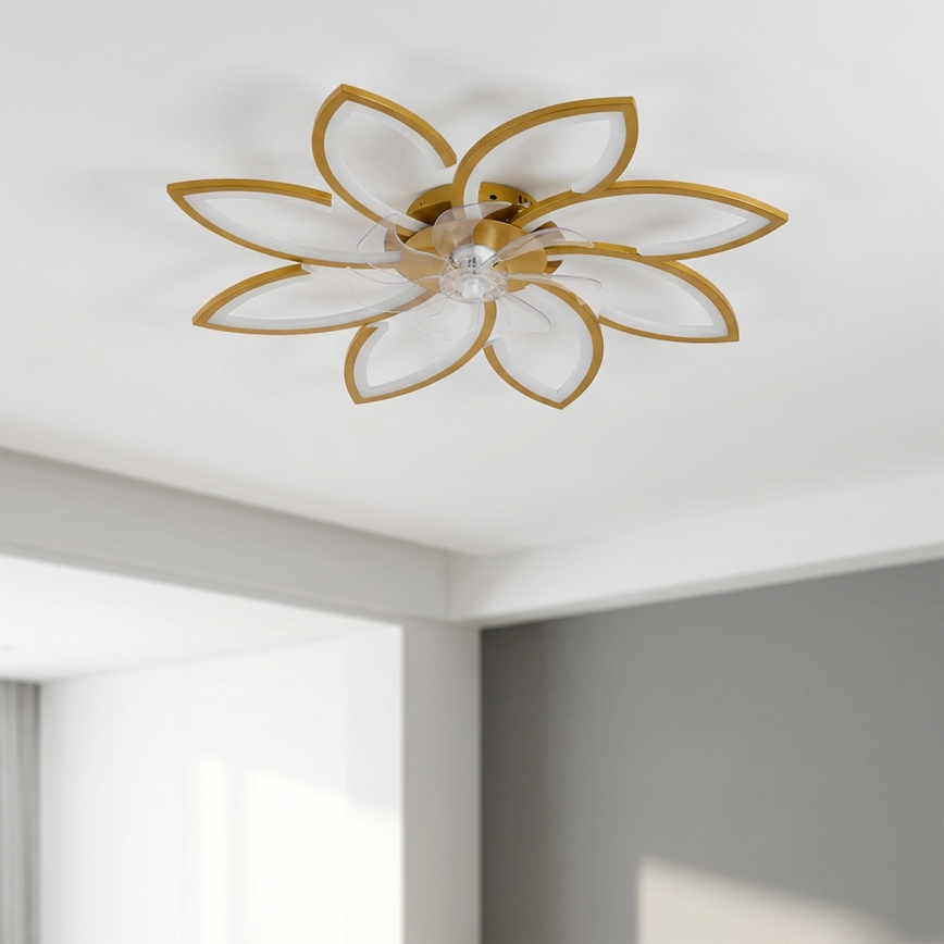 Brilagi - LED Stmívatelný stropní ventilátor LED/43W/230V 3000-6500K pr. 90 cm zlatá + dálkové ovládání