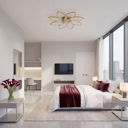 Brilagi - LED Stmívatelný stropní ventilátor LED/43W/230V 3000-6500K pr. 90 cm zlatá + dálkové ovládání