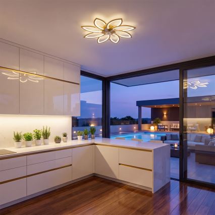 Brilagi - LED Stmívatelný stropní ventilátor LED/43W/230V 3000-6500K pr. 90 cm zlatá + dálkové ovládání
