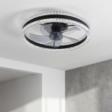 Brilagi - LED Stmívatelný stropní ventilátor LED/62W/230V 3000-6500K pr. 50 cm černá + dálkové ovládání