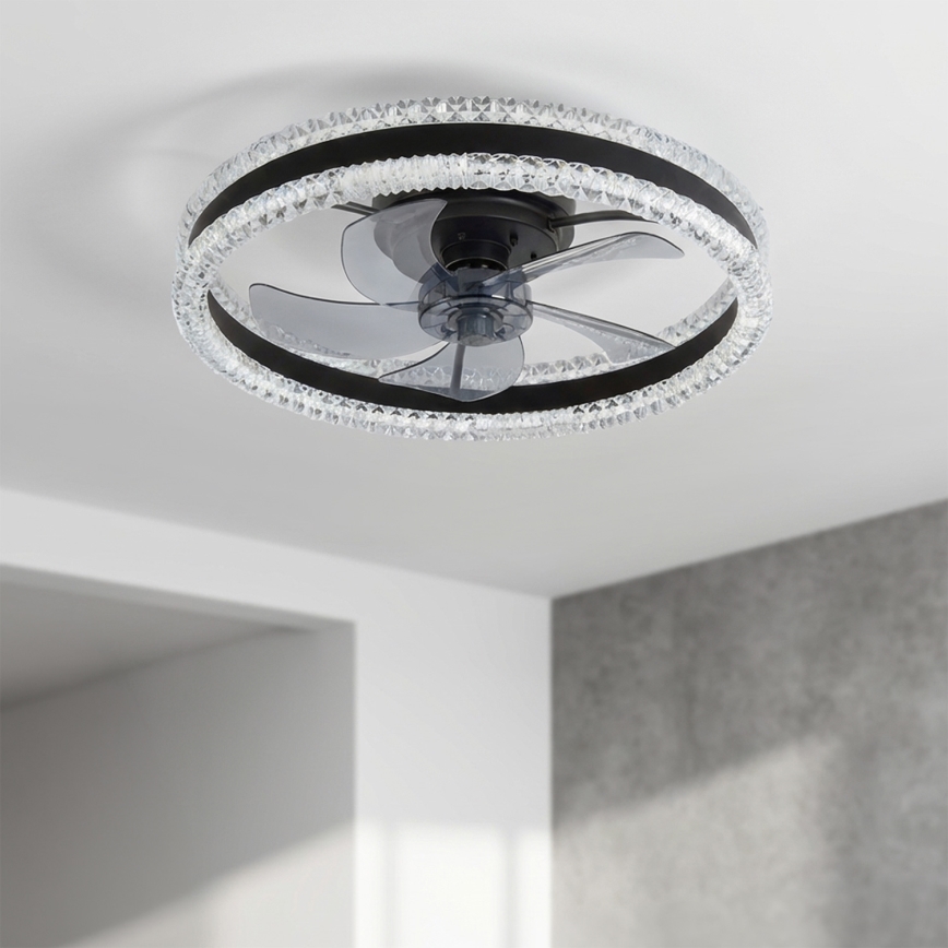Brilagi - LED Stmívatelný stropní ventilátor LED/62W/230V 3000-6500K pr. 50 cm černá + dálkové ovládání