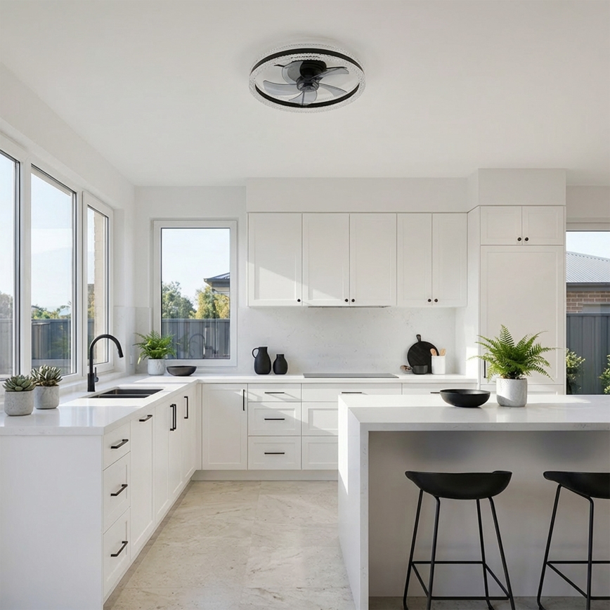 Brilagi - LED Stmívatelný stropní ventilátor LED/62W/230V 3000-6500K pr. 50 cm černá + dálkové ovládání
