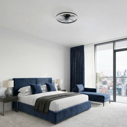Brilagi - LED Stmívatelný stropní ventilátor LED/62W/230V 3000-6500K pr. 50 cm černá + dálkové ovládání