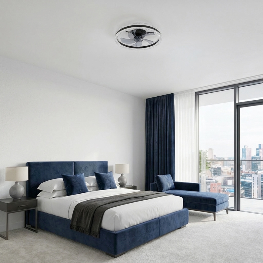 Brilagi - LED Stmívatelný stropní ventilátor LED/62W/230V 3000-6500K pr. 50 cm černá + dálkové ovládání