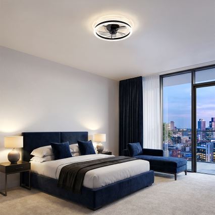 Brilagi - LED Stmívatelný stropní ventilátor LED/62W/230V 3000-6500K pr. 50 cm černá + dálkové ovládání