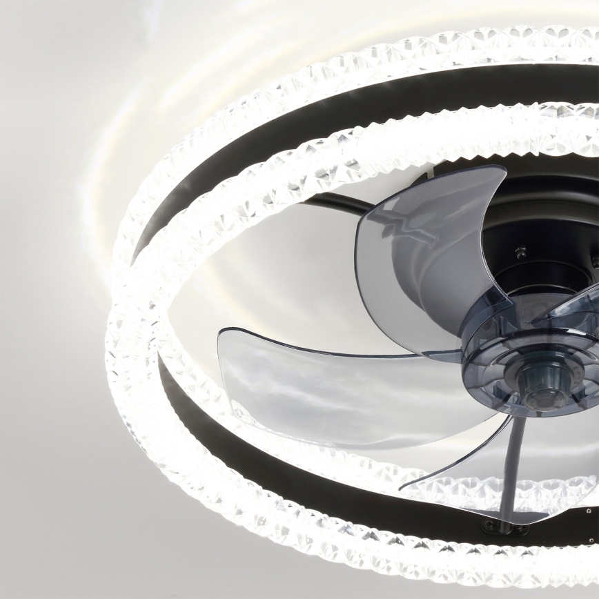 Brilagi - LED Stmívatelný stropní ventilátor LED/62W/230V 3000-6500K pr. 50 cm černá + dálkové ovládání