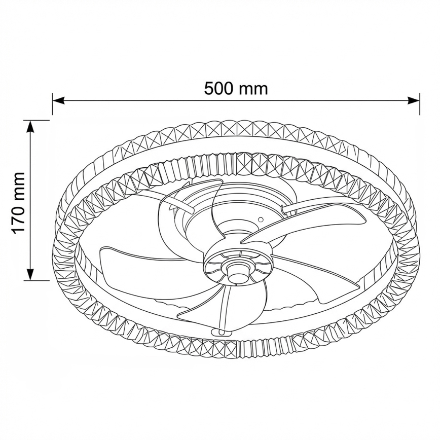 Brilagi - LED Stmívatelný stropní ventilátor LED/62W/230V 3000-6500K pr. 50 cm černá + dálkové ovládání