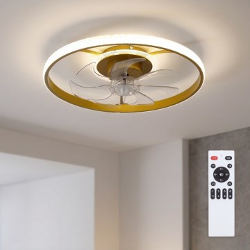 Brilagi - LED Stmívatelný stropní ventilátor LED/66W/230V 3000-6500K pr. 55 cm bílá/zlatá + dálkové ovládání