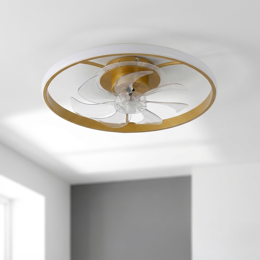 Brilagi - LED Stmívatelný stropní ventilátor LED/66W/230V 3000-6500K pr. 55 cm bílá/zlatá + dálkové ovládání