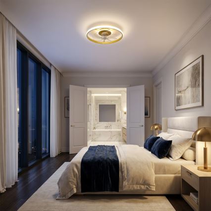 Brilagi - LED Stmívatelný stropní ventilátor LED/66W/230V 3000-6500K pr. 55 cm bílá/zlatá + dálkové ovládání