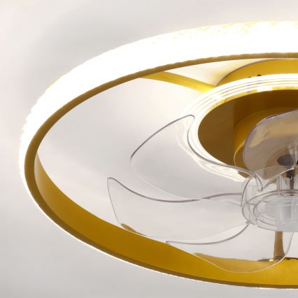 Brilagi - LED Stmívatelný stropní ventilátor LED/66W/230V 3000-6500K pr. 55 cm bílá/zlatá + dálkové ovládání