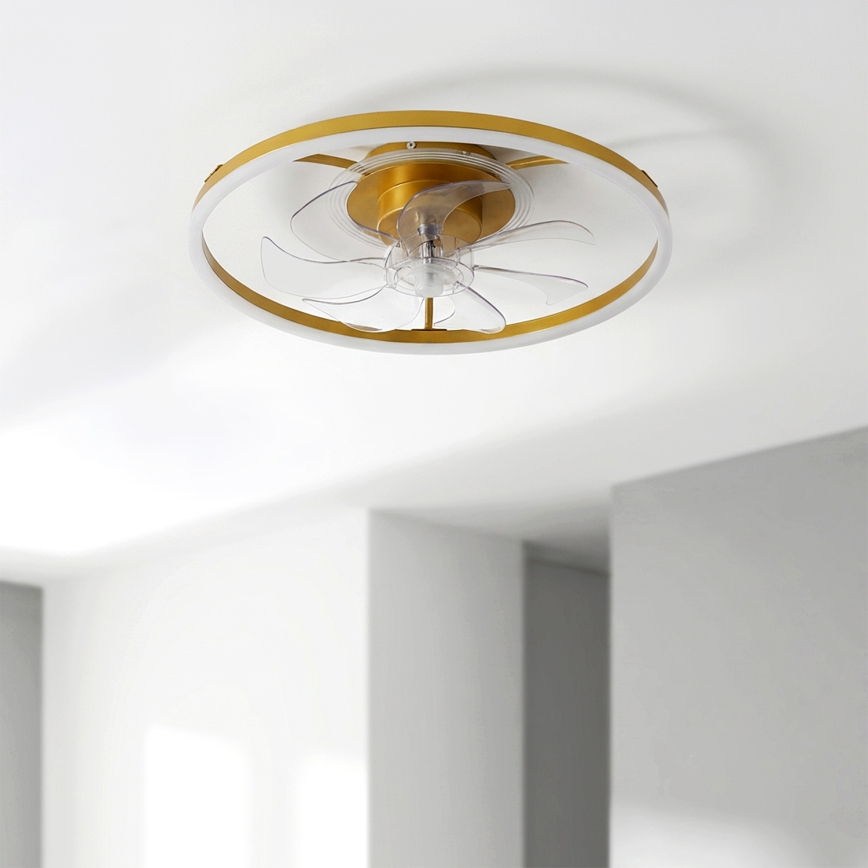 Brilagi - LED Stmívatelný stropní ventilátor LED/66W/230V 55 cm bílá/zlatá + dálkové ovládání