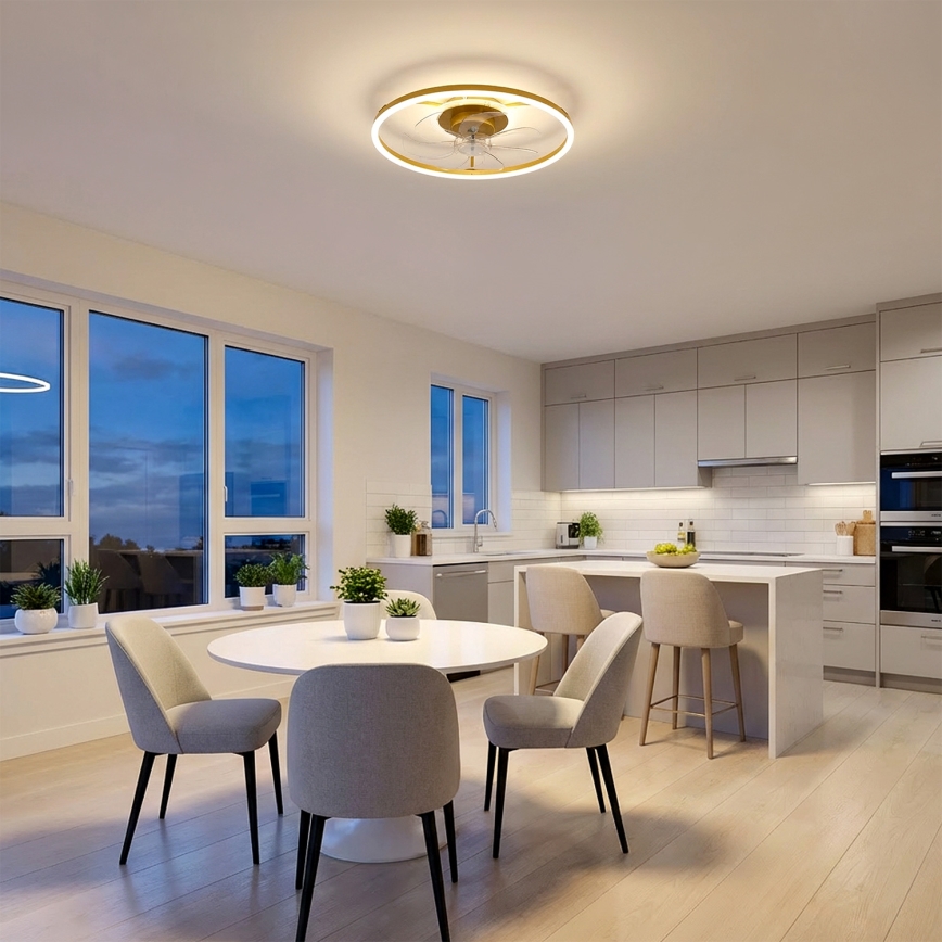 Brilagi - LED Stmívatelný stropní ventilátor LED/66W/230V 55 cm bílá/zlatá + dálkové ovládání