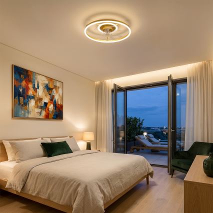 Brilagi - LED Stmívatelný stropní ventilátor LED/66W/230V 55 cm bílá/zlatá + dálkové ovládání