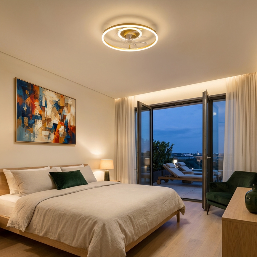 Brilagi - LED Stmívatelný stropní ventilátor LED/66W/230V 55 cm bílá/zlatá + dálkové ovládání