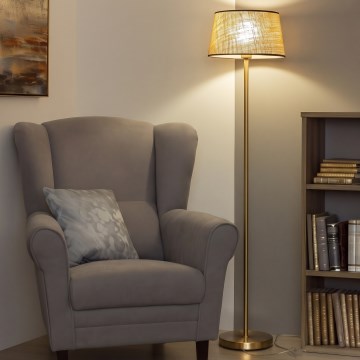 Brilagi - LED Stojací lampa CERIA 1xE27/20W/230V pr. 35 cm béžová/zlatá