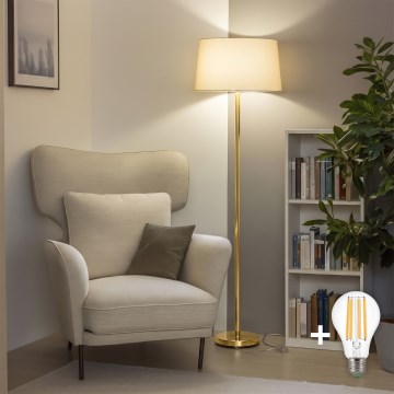 Brilagi - LED Stojací lampa CERIA 1xE27/20W/230V pr. 45 cm béžová/zlatá