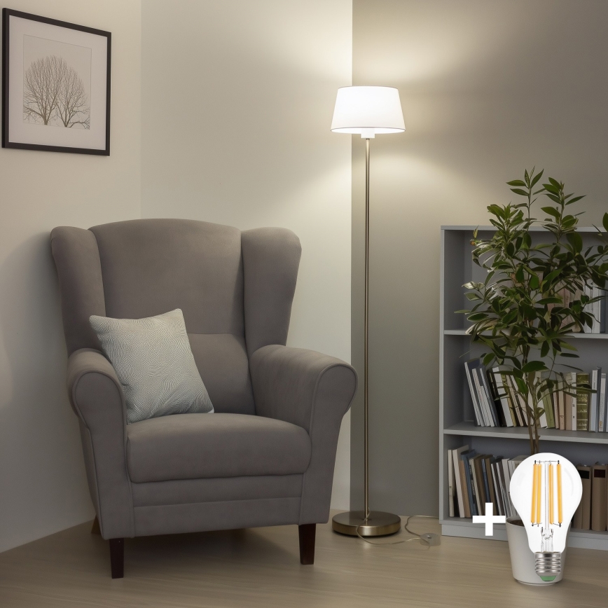 Brilagi - LED Stojací lampa CERIA 1xE27/40W/230V pr. 25 cm bílá/matný chrom