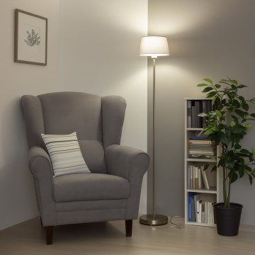 Brilagi - LED Stojací lampa CERIA 1xE27/40W/230V pr. 25 cm šedá/matný chrom