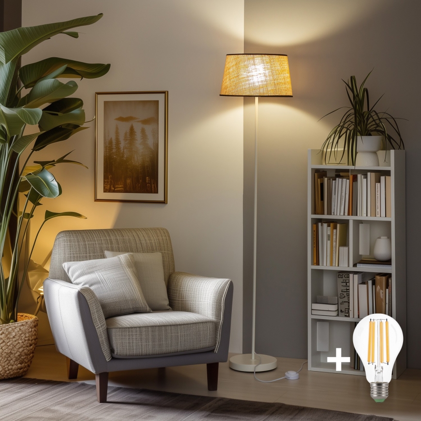 Brilagi - LED Stojací lampa CERIA 1xE27/40W/230V pr. 35 cm béžová/bílá