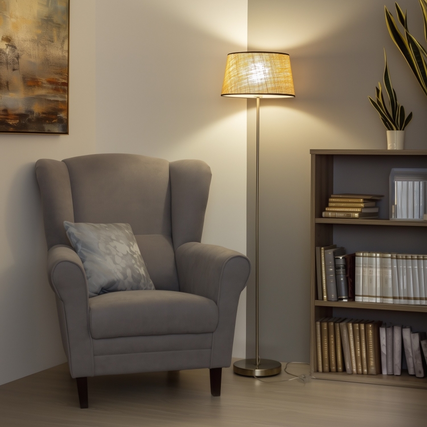 Brilagi - LED Stojací lampa CERIA 1xE27/40W/230V pr. 35 cm béžová/matný chrom