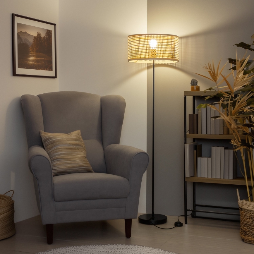 Brilagi - LED Stojací lampa CERIA 1xE27/40W/230V pr. 40 cm bambus/černá