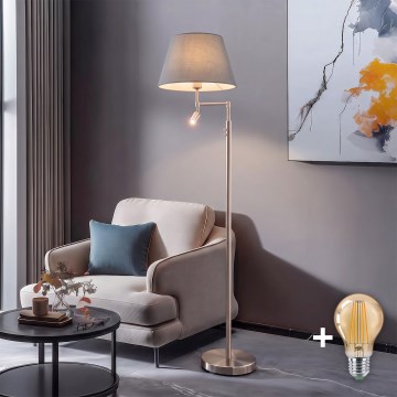 BRILAGI - LED Stojací lampa CERIA 1xE27/60W/230V + LED/2,1W pr. 45 cm matný chrom/šedá