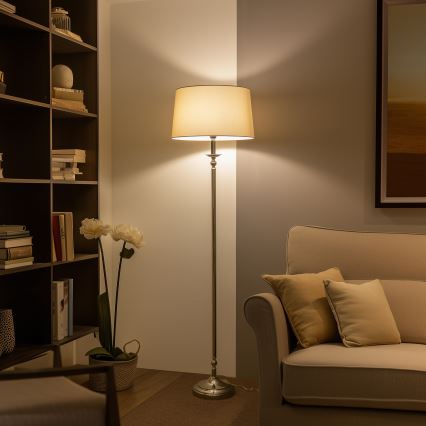Brilagi - LED Stojací lampa CERIA 1xE27/60W/230V pr. 45 cm lesklý chrom/béžová