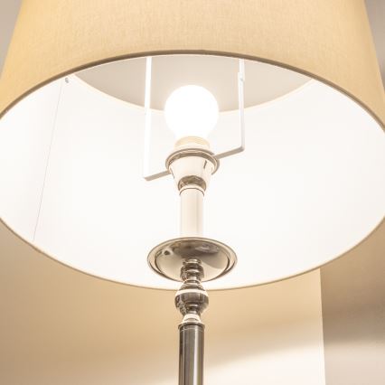Brilagi - LED Stojací lampa CERIA 1xE27/60W/230V pr. 45 cm lesklý chrom/béžová