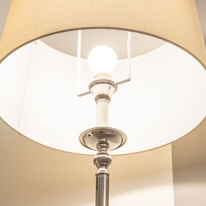 Brilagi - LED Stojací lampa CERIA 1xE27/60W/230V pr. 45 cm lesklý chrom/béžová