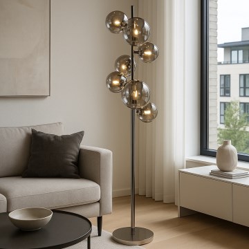 Brilagi - LED Stojací lampa MILLA 7xG9/3W/230V černý chrom/kouřová