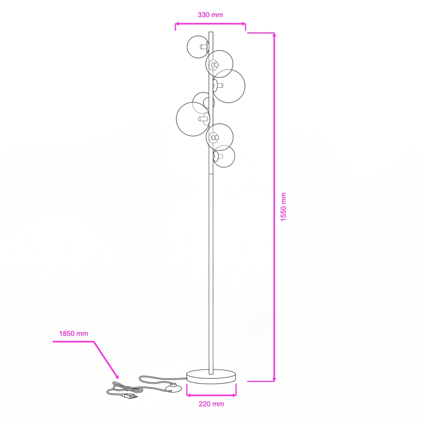 Brilagi - LED Stojací lampa MILLA 7xG9/3W/230V černý chrom/kouřová