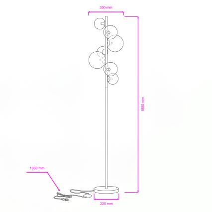 Brilagi - LED Stojací lampa MILLA 7xG9/3W/230V zlatá/kouřová