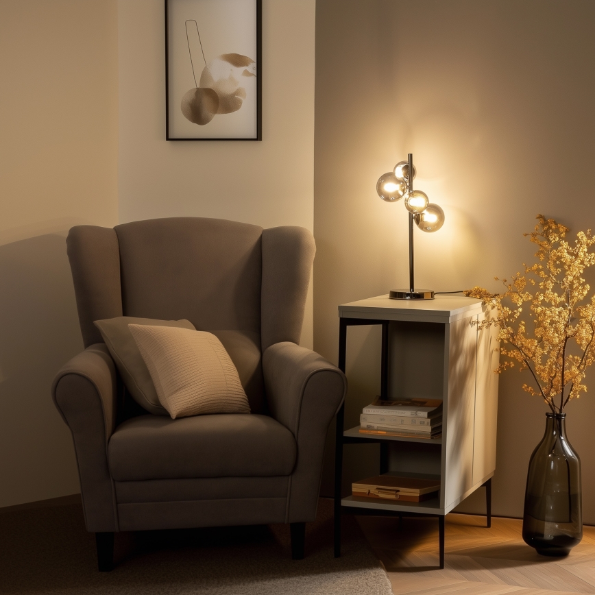 Brilagi - LED Stolní lampa MILLA 4xG9/3W/230V černý chrom/kouřová