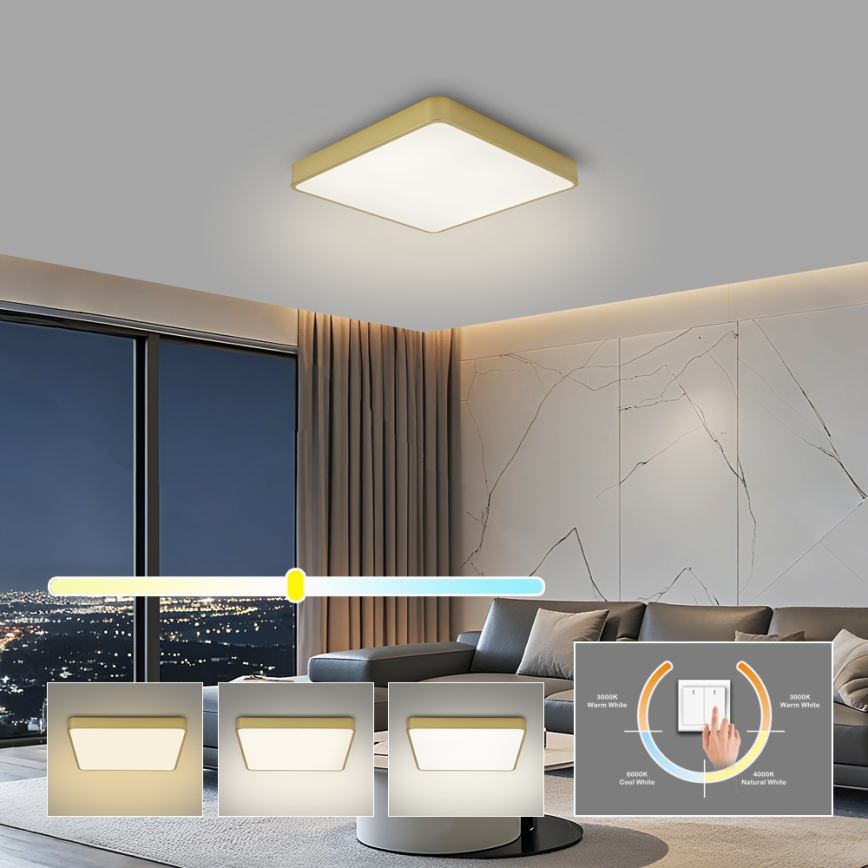 BRILAGI - LED Stropní svítidlo POOL SQUARE LED/36W/230V 3000/4000/6000K 40x40 cm zlatá