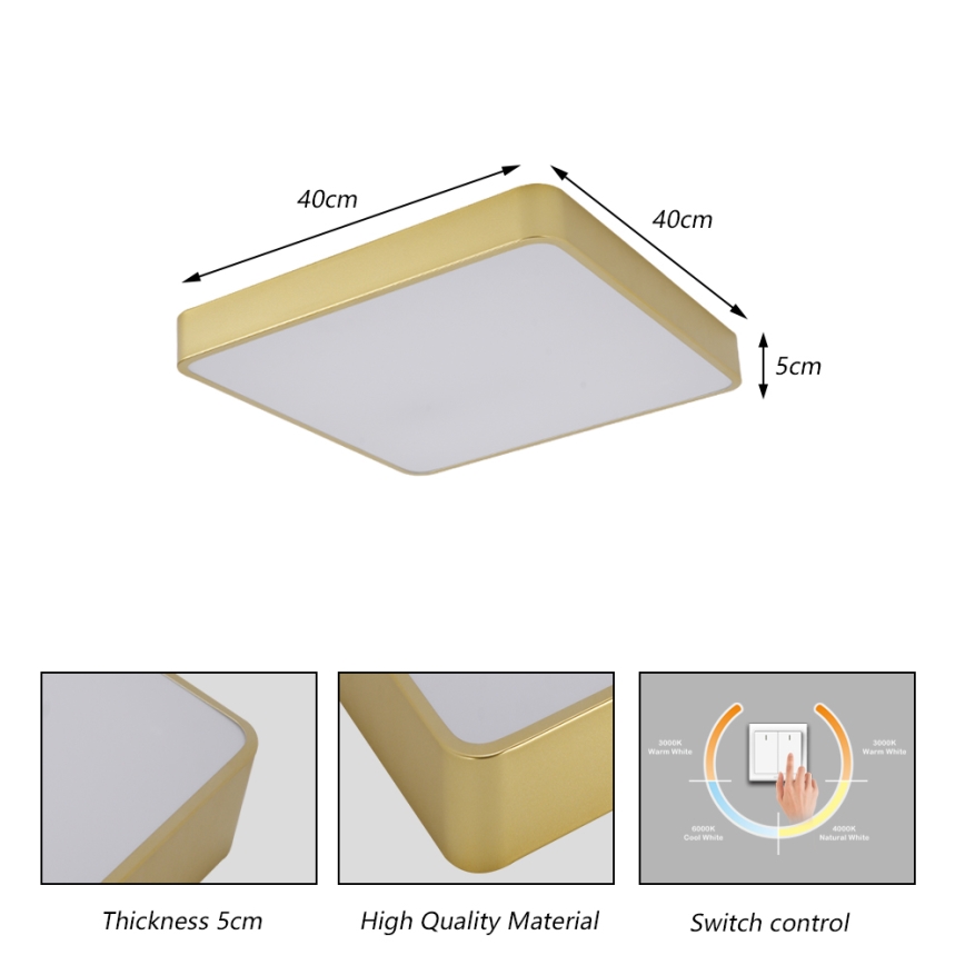 BRILAGI - LED Stropní svítidlo POOL SQUARE LED/36W/230V 3000/4000/6000K 40x40 cm zlatá