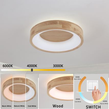 Brilagi - LED Stropní svítidlo FALCON WOOD LED/30W/230V 3000/4000/6000K pr. 45 cm dřevo