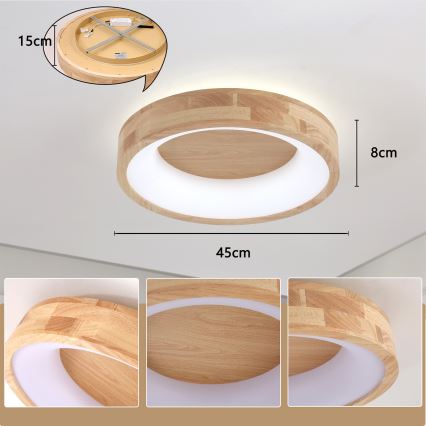 Brilagi - LED Stropní svítidlo FALCON WOOD LED/30W/230V 3000/4000/6000K pr. 45 cm dřevo
