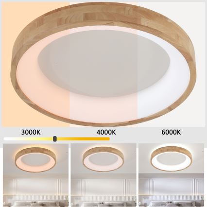 Brilagi - LED Stropní svítidlo FALCON WOOD LED/40W/230V 3000/4000/6000K pr. 60 cm dřevo