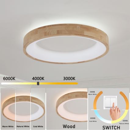Brilagi - LED Stropní svítidlo FALCON WOOD LED/40W/230V 3000/4000/6000K pr. 60 cm dřevo