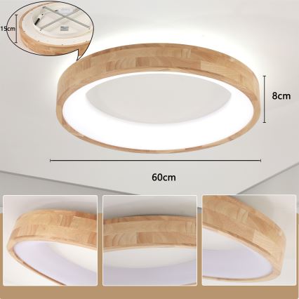 Brilagi - LED Stropní svítidlo FALCON WOOD LED/40W/230V 3000/4000/6000K pr. 60 cm dřevo