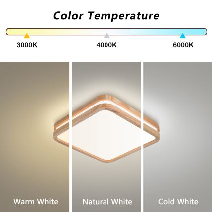 Brilagi - LED Stropní svítidlo MOLINA SQUARE LED/32W/230V 3000/4000/6000K dub 30x30 cm