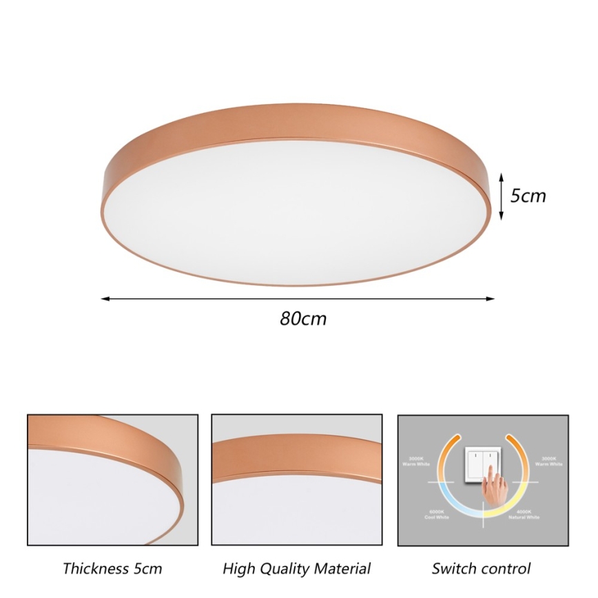 Brilagi - LED Stropní svítidlo POOL LED/100W/230V 3000/4000/6000K pr. 80 cm bronzová